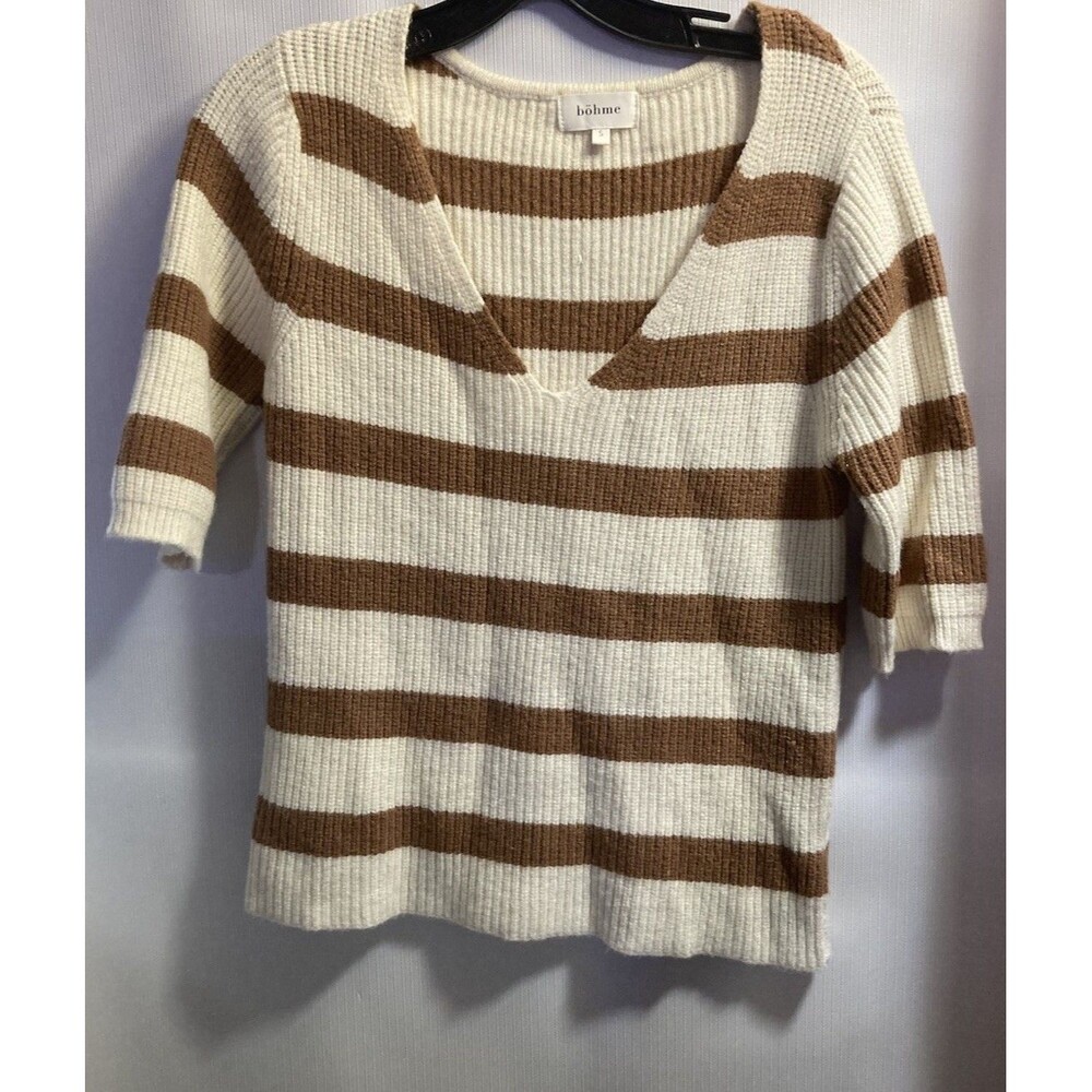 Böhme Sweater Sz S Quarter Sleeve Super Soft Cozy Stripe Preppy normcore